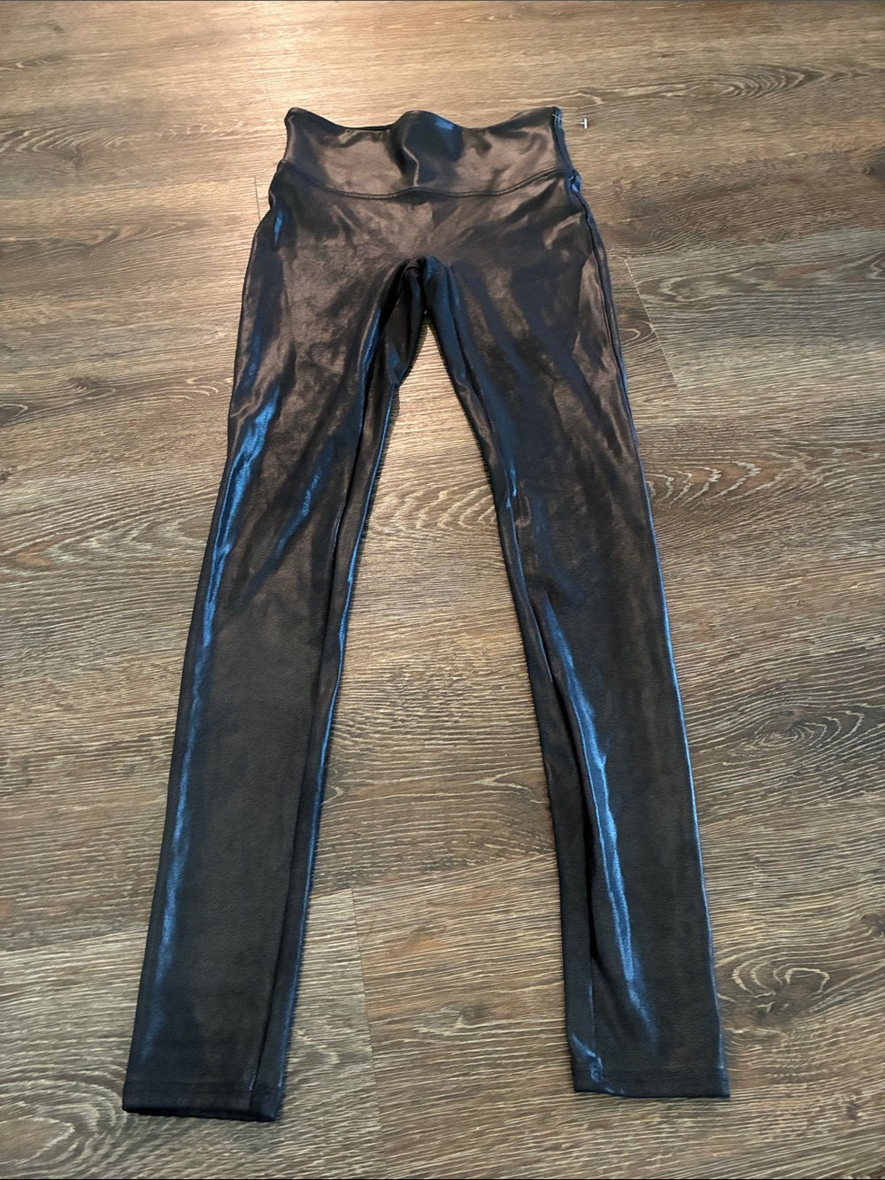 Spanx Women's High-Waist Black Shiny Leggings